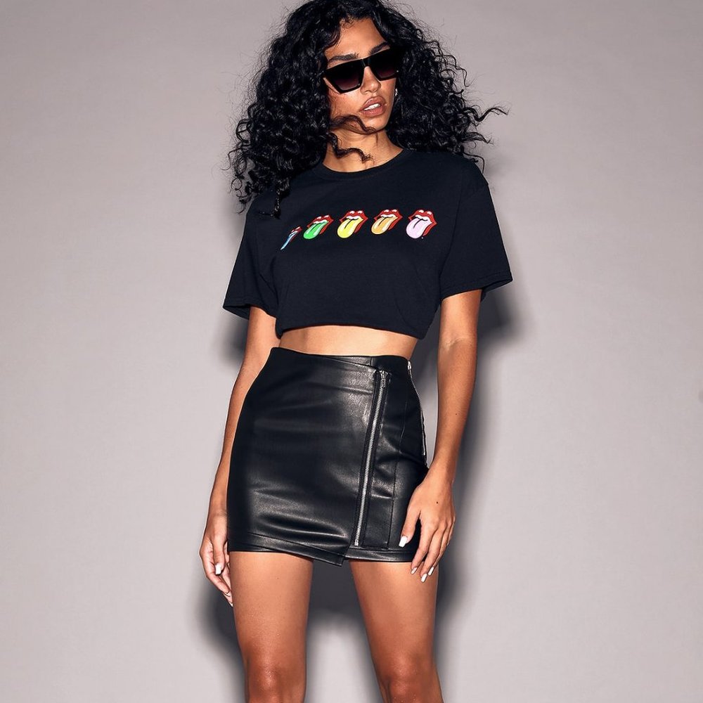Lulu's Tough Stuff Black Vegan Leather Mini Skirt